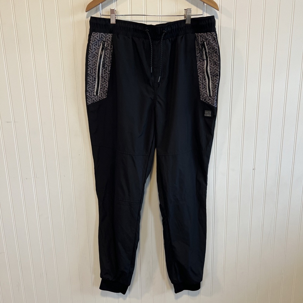 WT02 NASA Black Stretch Athletic Jogger Sweatpants Tapered‎ XL